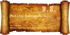Matity Barnabás névjegykártya